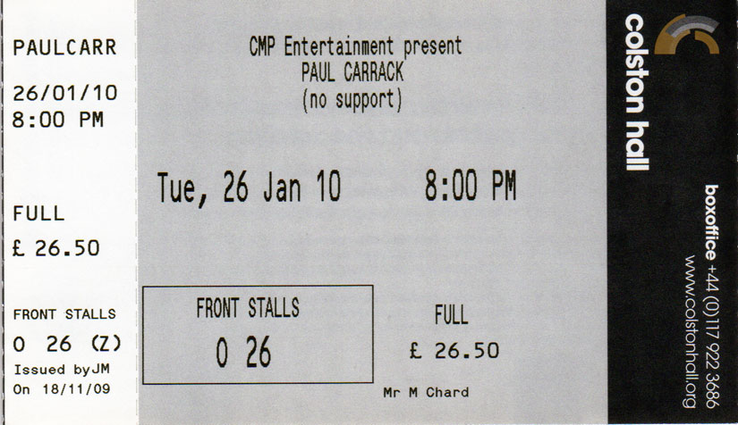 PAUL CARRACK Ticket